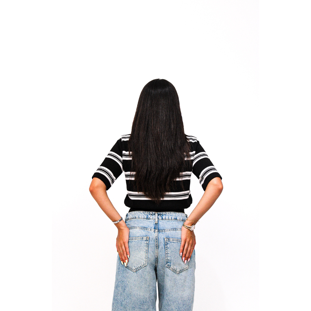 Black Striped Knitted Baby Tee