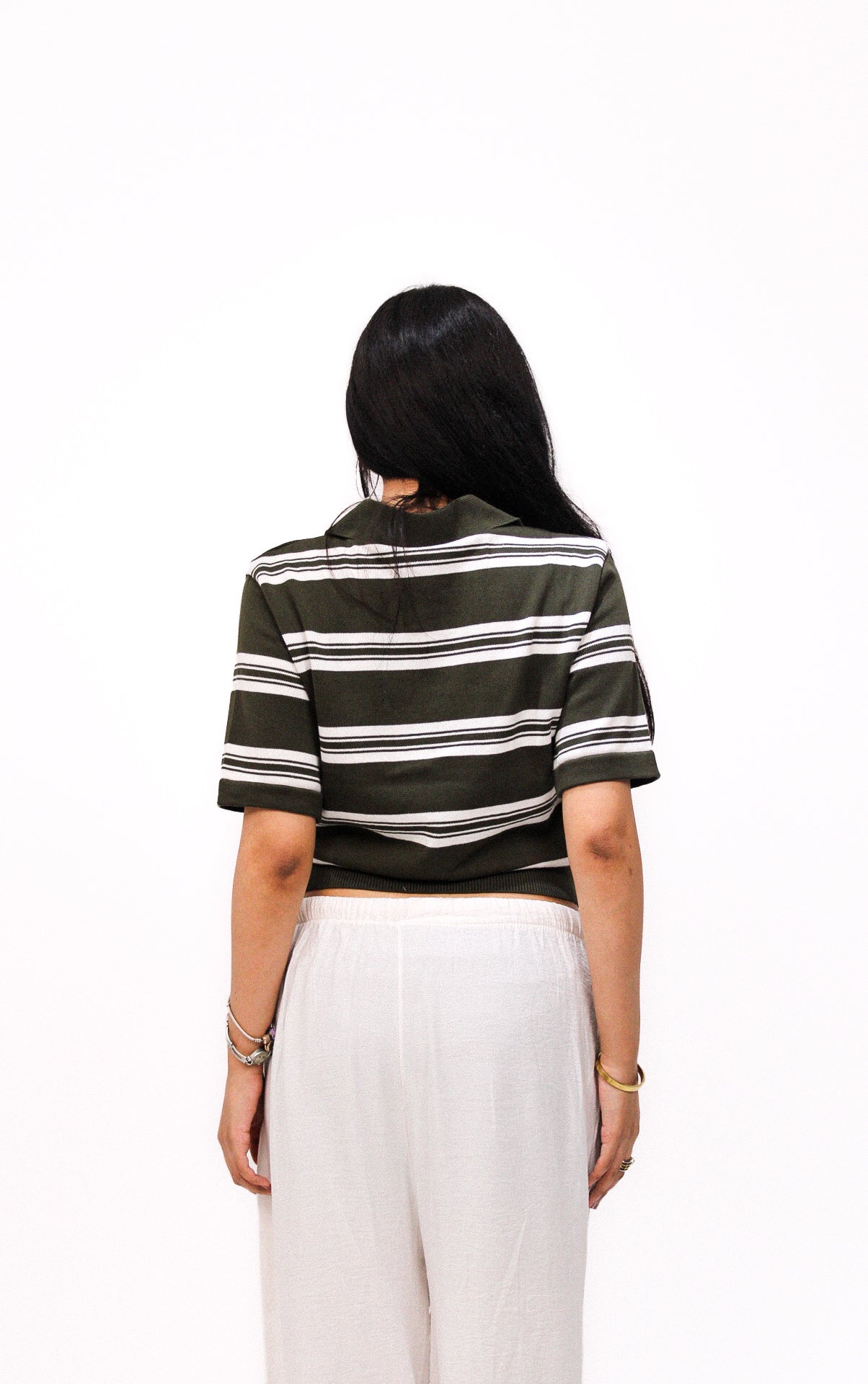 Olive Striped Knitted Baby Tee