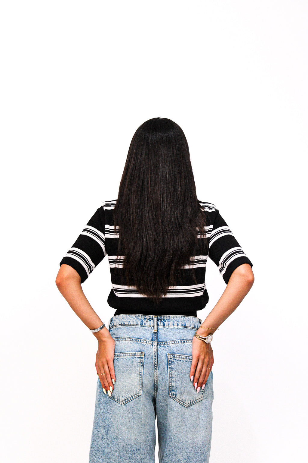 Black Striped Knitted Baby Tee