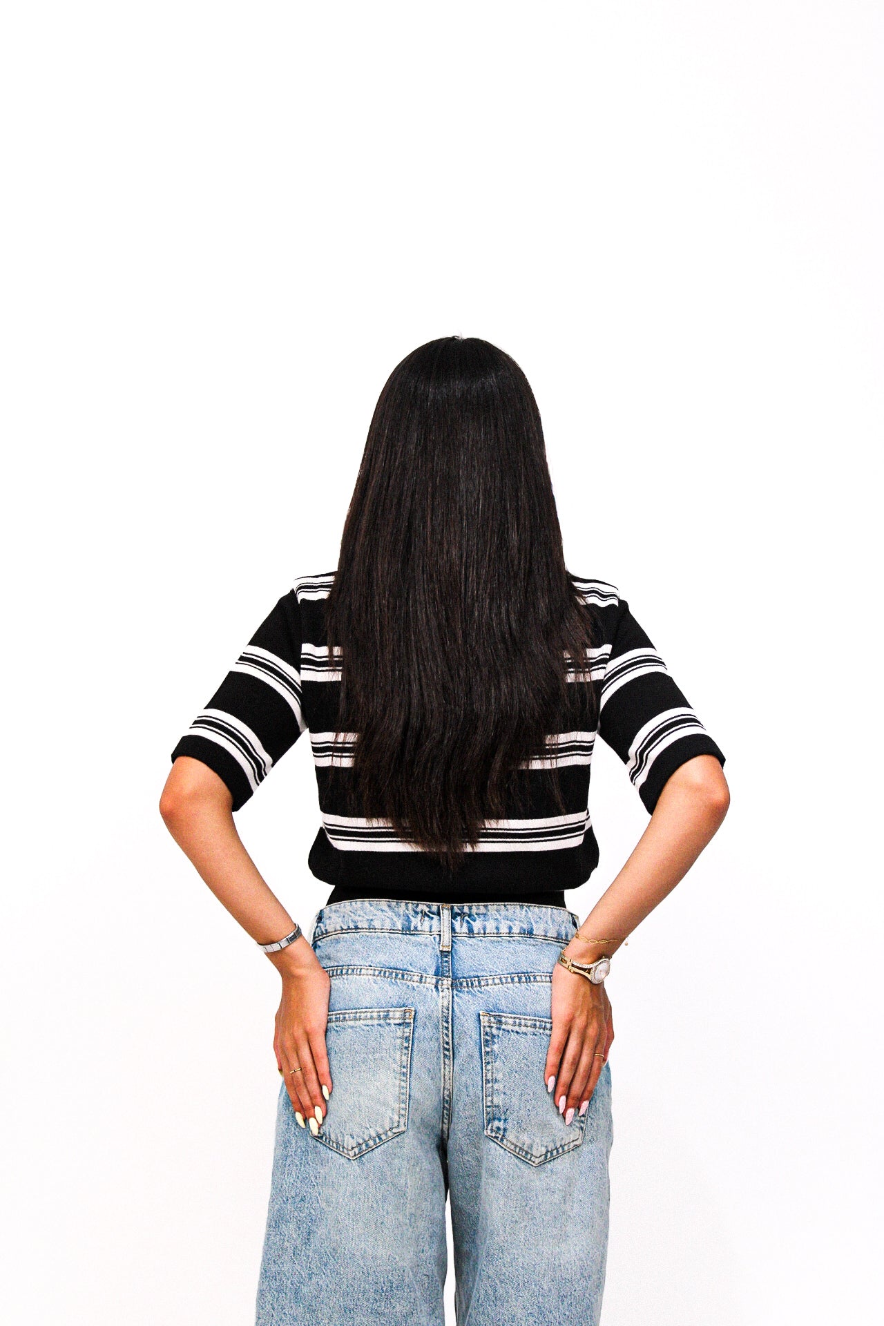 Black Striped Knitted Baby Tee