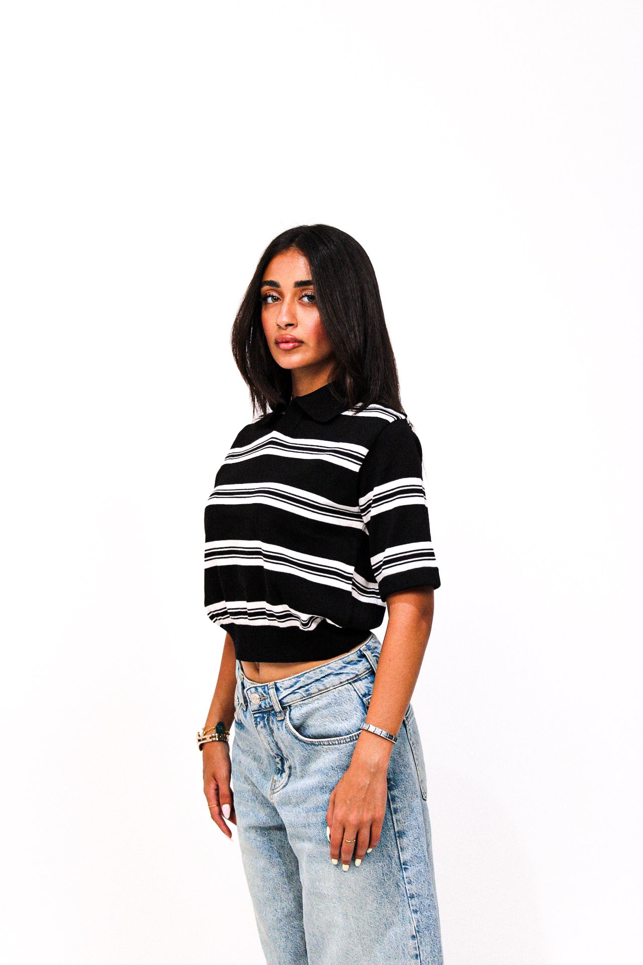 Black Striped Knitted Baby Tee