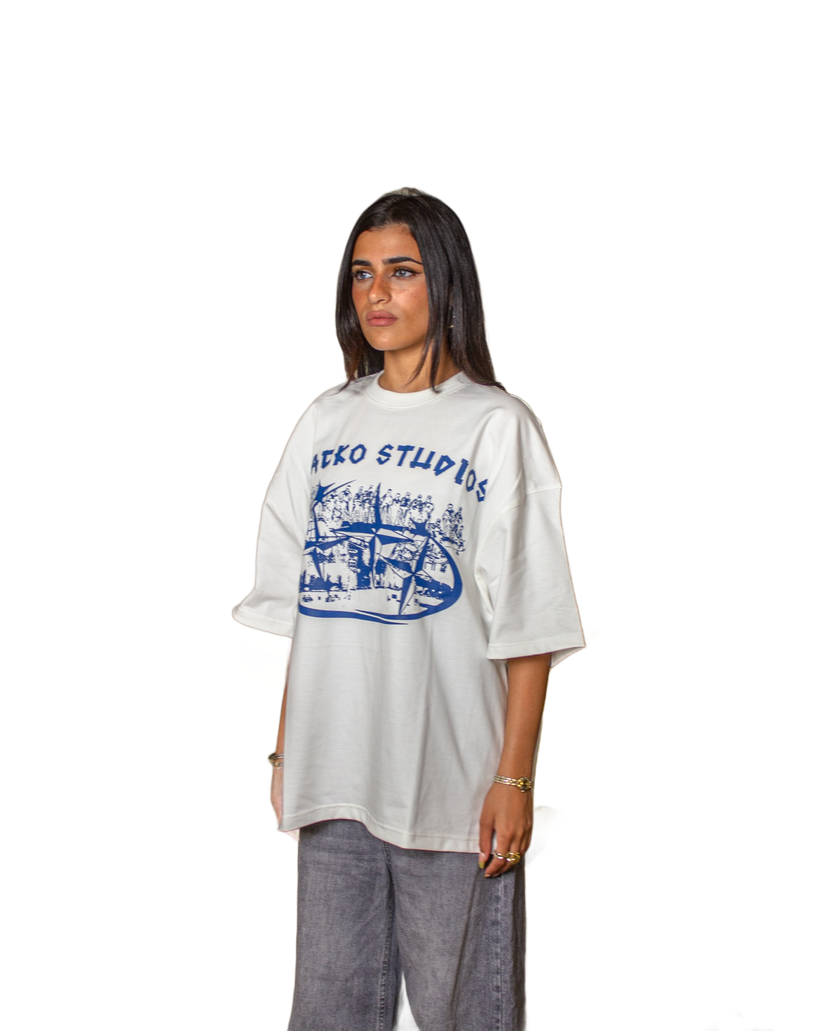 Flacko Studios - White x Navy Blue