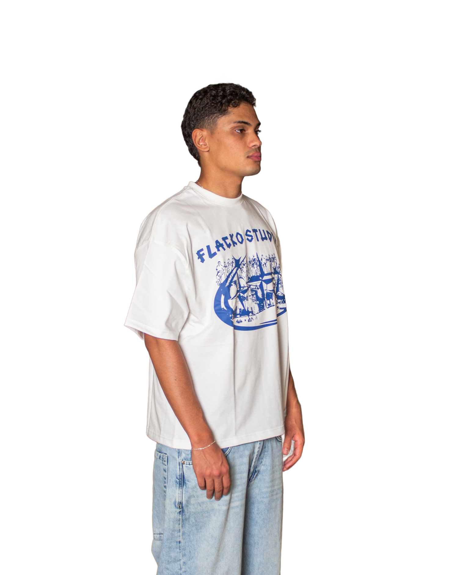 Flacko Studios - White x Navy Blue